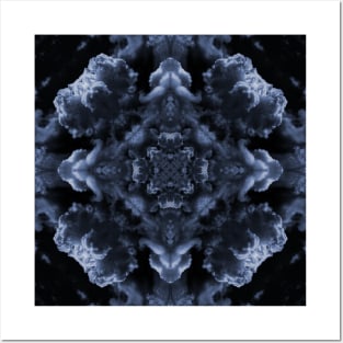 Fractal Art Blue Mandala Pattern Posters and Art